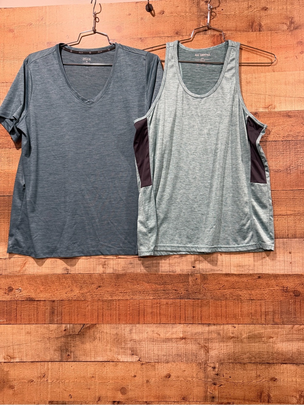 2XL Performance Wear Set -ZELOS V‑Neck Teal Tee & Racerback Teal & Black Tank